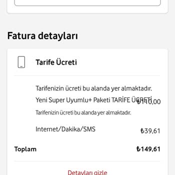 Vodafone Tarife Tutarsızlığı Faturada Ve Uygulama Da Farklılık Mevcut