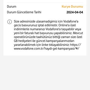 Vodafone Yeni Sim Kartım Teslim Edildi Ancak Edilmedi Olarak Gözüküyor