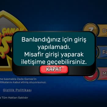 Oyunzade Pişti Zade Oyununda Ban Yedim Lütfen Kaldırın