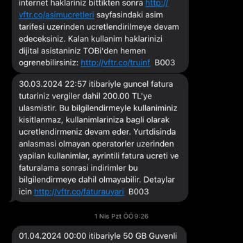 Vodafone Paketim Bitmeden İnternet Aşım Ücreti Yansıttı!