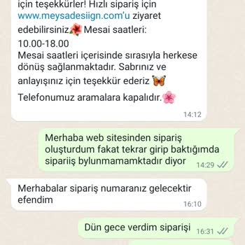 Meysadesign Sipariş Oluşturduğum Halde Siparişim Gelmedi