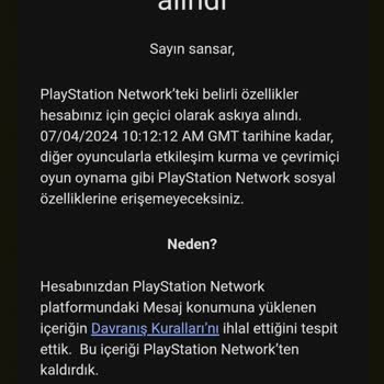 PlayStation Türkiye Hesabımın Banı Kalkmadı
