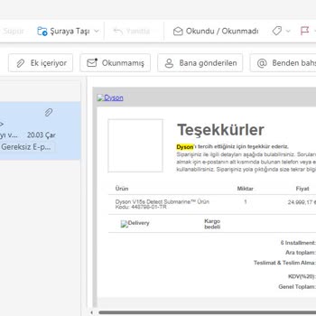 Dyson Parasını Aldı Ürünü Göndermiyor