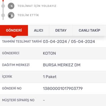 Koton Kargoda Yaşanan Gecikme Ve İletişim Sorunları