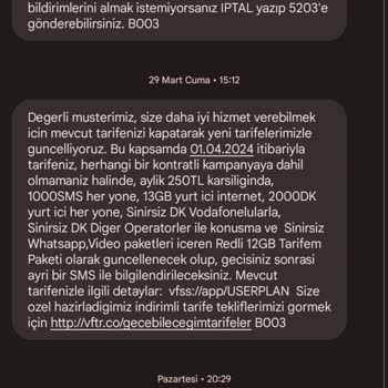 Vodafone Onaysız Tarife Değiştiriyor!