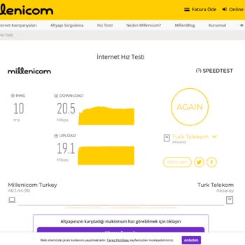 Millenicom Düzenli Olarak İnternet Hız Düşüşü Ve Bağlantı Kopması