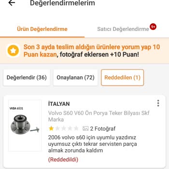 Kamelya Otomotiv Araç Uyumsuz Ürün Satıyorlar