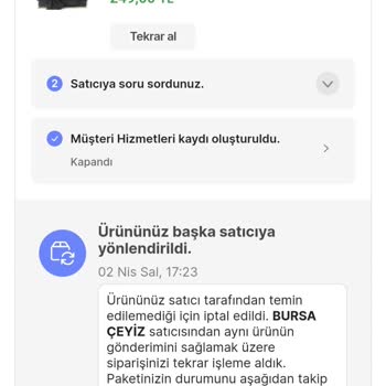 Bursa Çeyiz Çamaşır İki Ayrı Ürün İptali Yaptı