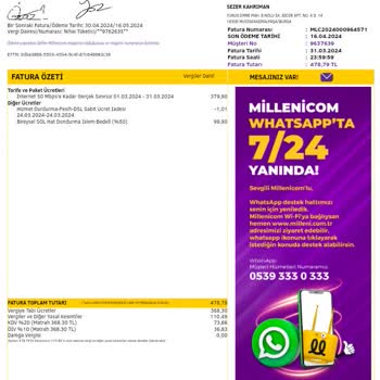 Millenicom Haksız Yere Yüksek Fatura