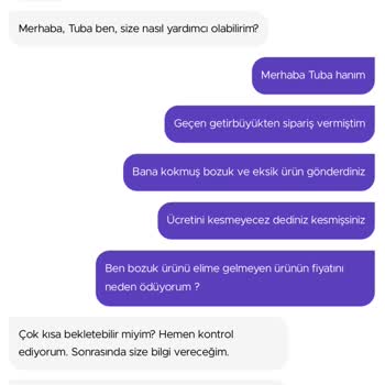 Getir Büyük Eksik Ürün Bozuk Ürün