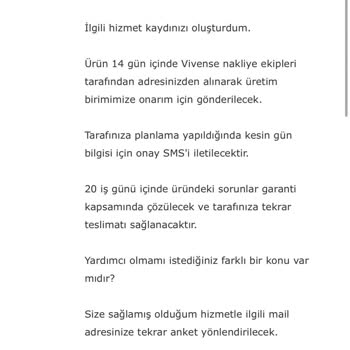 Vivense Yasal Sürede Garantiye Giden Koltuğumu Getirmedi
