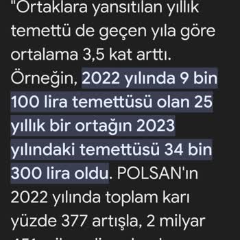 Polsan 2023 Temettü Oranı