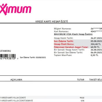 İş Bankası Kredi Kartı Yıllık Kullanım Ücreti.