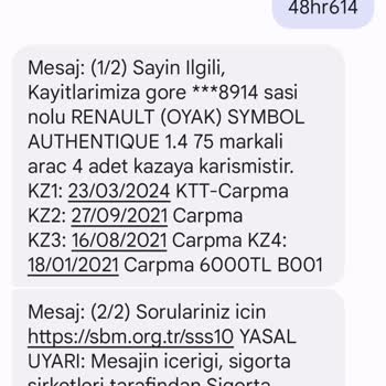 Sigorta Bilgi Ve Gözetim Merkezi 23.03.2024'de Kaza Yapmış Olarak Görünme