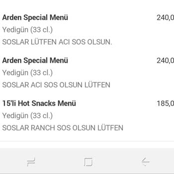 Arden Fried Chicken Arden Fried Chıcken Sorumsuzlukları