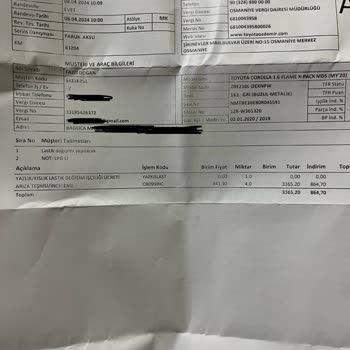 Toyota Yetkili Servisin Talep Edilmeyen İş Yapıp Faturayı Yükseltmesi