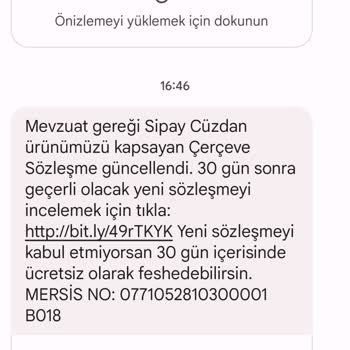 Sipay İzinsiz Hesap Açma Mesajı