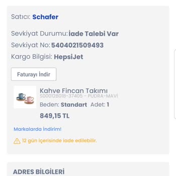 Schafer İade Talebimin Geri Derhal Yatırılmasını Rica Ediyorum