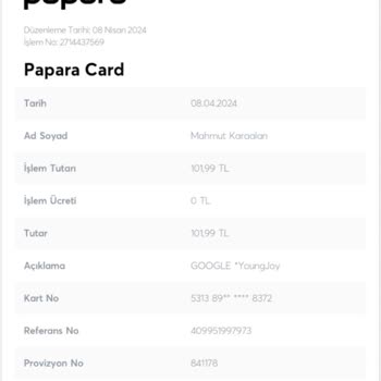 Google Play Google Dan Param Çekildi İade İstiyorum