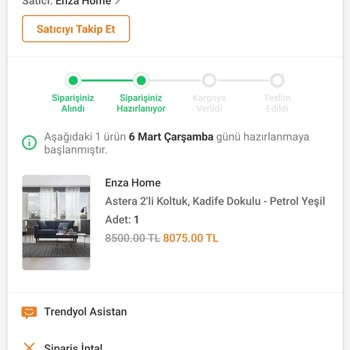 Enza Home Online Aldığım Siparişi Göndermedi