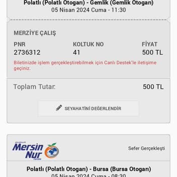 Obilet Uygulamasın Dan Alınan Mersin Nur Otobüsü Yolcuyu Almaması
