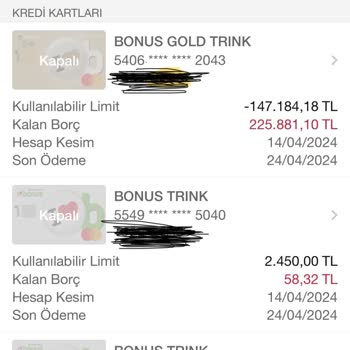 Garanti BBVA Kapatılan Borca Rağmen Artan Kredi Kartı Borcu!