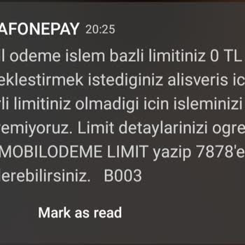 Vodafone Ödeme Limiti Sorunu