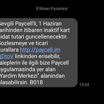 Paycell Hesap İnaktif Aidat