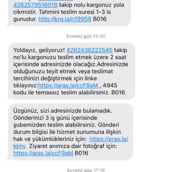 Aras Kargo 3 İş Günü Dolmadan Siparişimi Geri İade Etmiş.