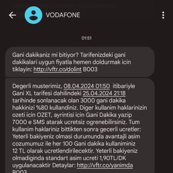 Vodafone Hattımın Dakika Eksilmesi