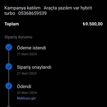 Turbo Türkiye Yetkilileri Hem Paramı Aldılar Hem Ürünü Göndermediler.