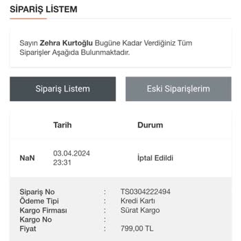 Schafer Ürünüm Habersiz İptal Edilmiş Paramı Geri Vermiyorlar