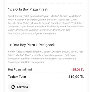 Pizza Hut Bir Siparişe İki Ödeme Yapılması