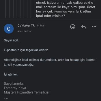 Cvmaker.com.tr Haksız Ücret Talebi Ve Üyelik Sorunu