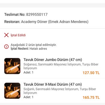 Trendyol Yemek Trendyol Yanlı Bilgi Verilmesi