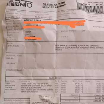 Sym Güngören Motopunto Bakım Ücreti