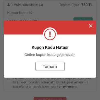 Obilet İndirim Kuponu Geçersiz Hatası