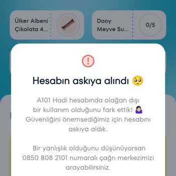 A101 Plus Hesap Askıya Alınması