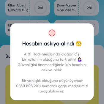 A101 Hesap Askıdan Kaldırılsın Çözüm Önerin