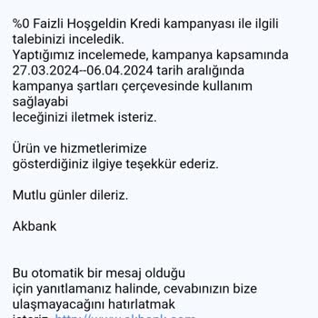 Akbank 0 Fazılı Kredi