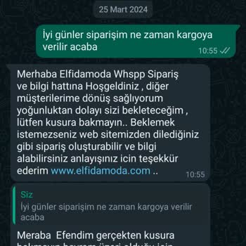 Elfida Moda Ürün Gönderilmedi Ve Mesajlara Geri Dönüş Alamıyoruz