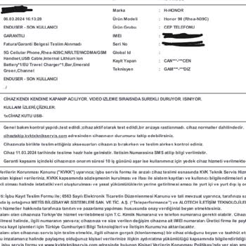 Hepsiburada Honor 90 Yazılım Hatalı Cihaz Satıldı