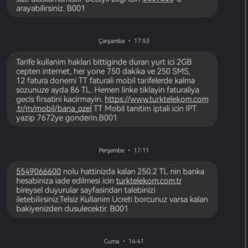 Türk Telekom Faturasız Hatta Fatura Yansıtıyor, Abone İadeyi Yapmıyor