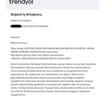 Trendyol İş Ortağı Reklam İçin 2Kez Para Çekti Ve İade Etmiyor