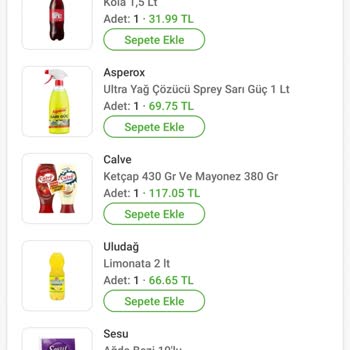 Trendyol GO Siparişi Hürriyet Onur Market