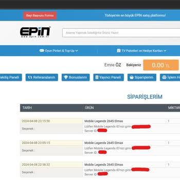 Epin.com.tr Parayı Almasına Rağmen Elmas Kodunu Vermiyor