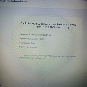 PUBG Mobile, "a Security Reminder From PUBG Mobile " E Posta Bildirimi