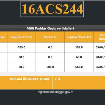 HGS Milli Park Giriş Ücretinin Yasal Süre İçerisinde Ceza Yansıtılması