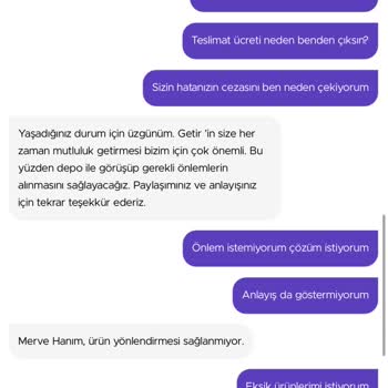 Getir Eksik Ürün Mağduriyeti