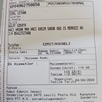 PTT Kargo Teslim Edilmediği Halde Teslim Edildiği Beyan Edilen Kargo